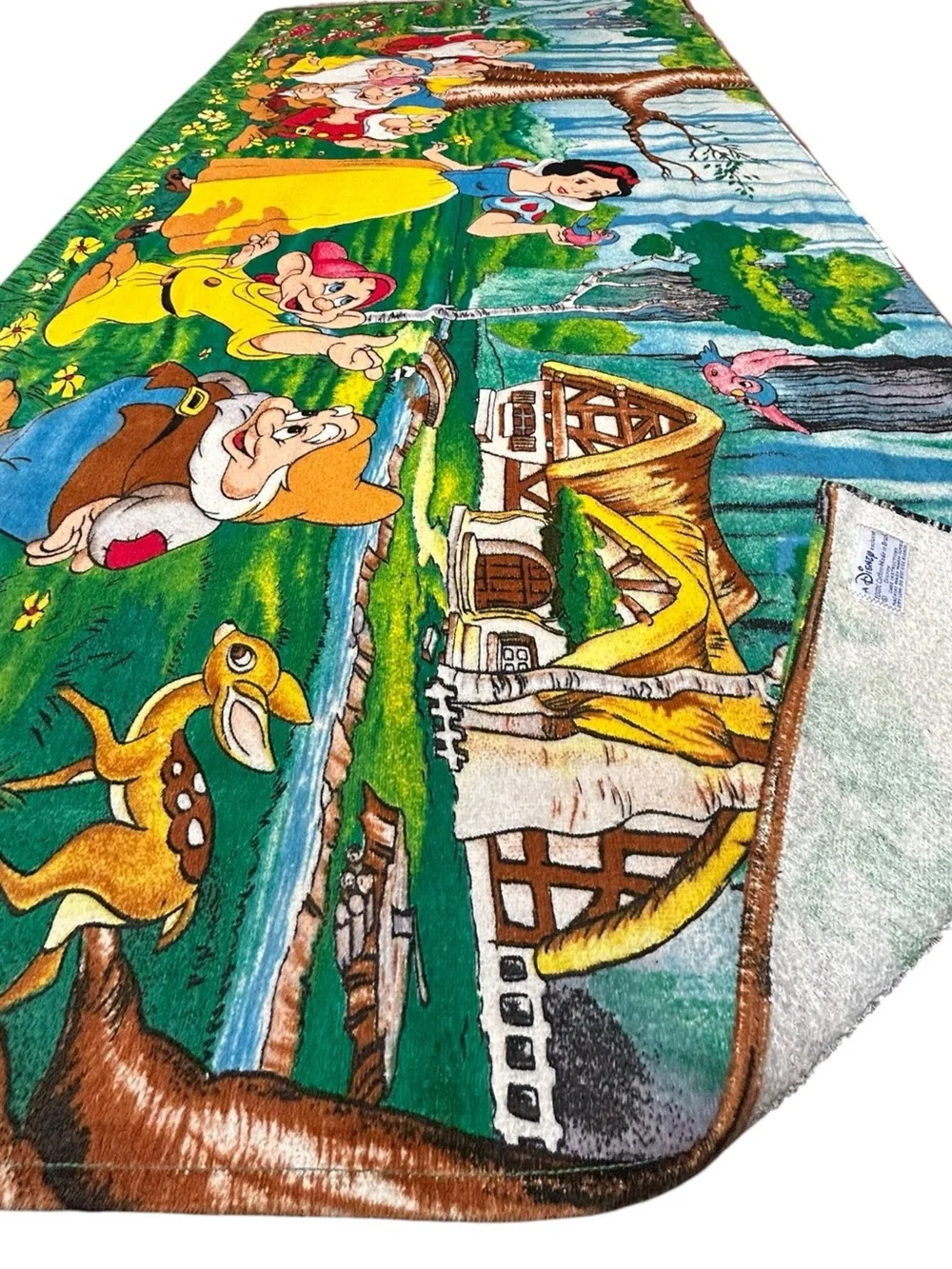 Vintage Disney Snow White Seven Dwarfs‎ Towel Made in Brazil